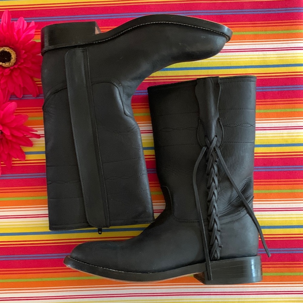 El Patron Leather Black Side Zip Boot Size 8B
